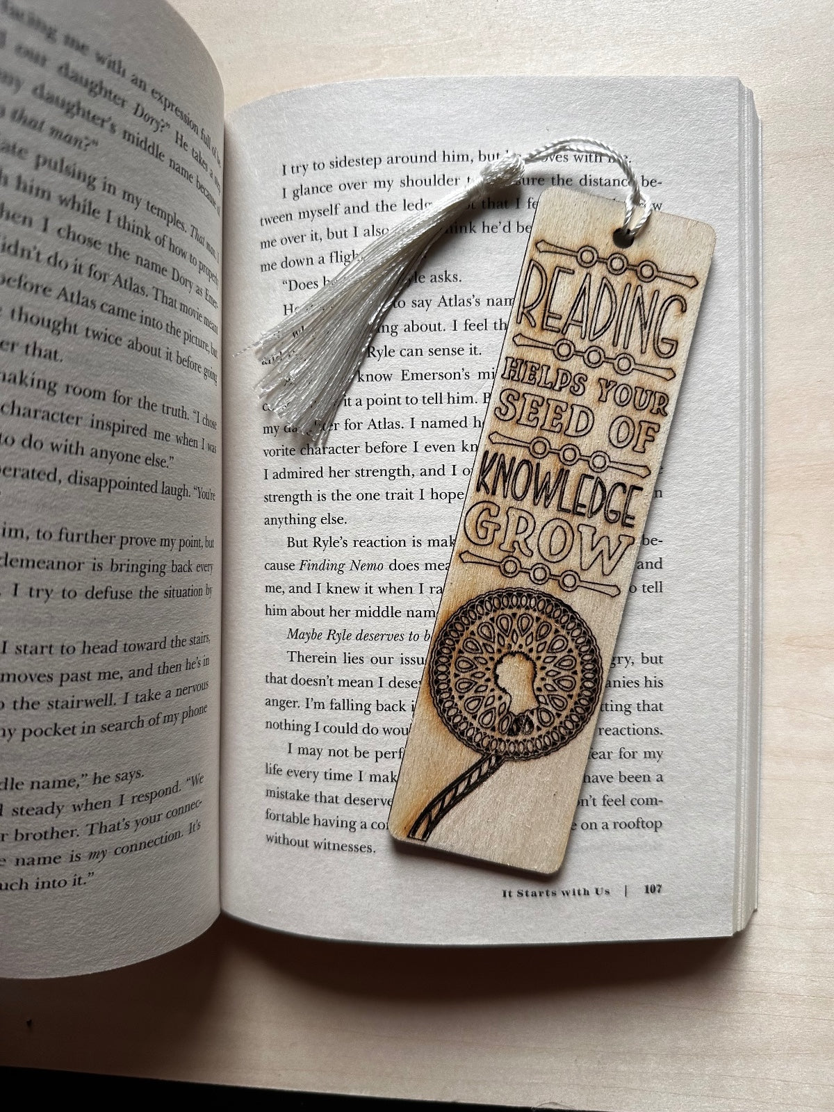 Laser engraved wooden bookmarks