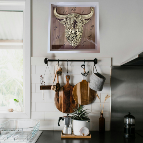 3D Highland Cow Clock