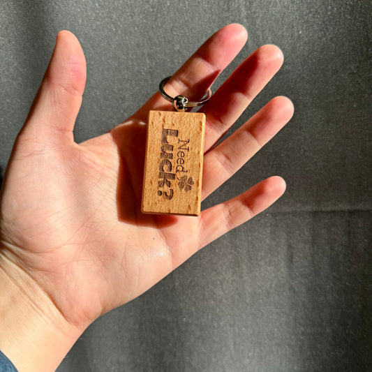 Novelty Wooden Keyring – Need Luck? Touch Wood