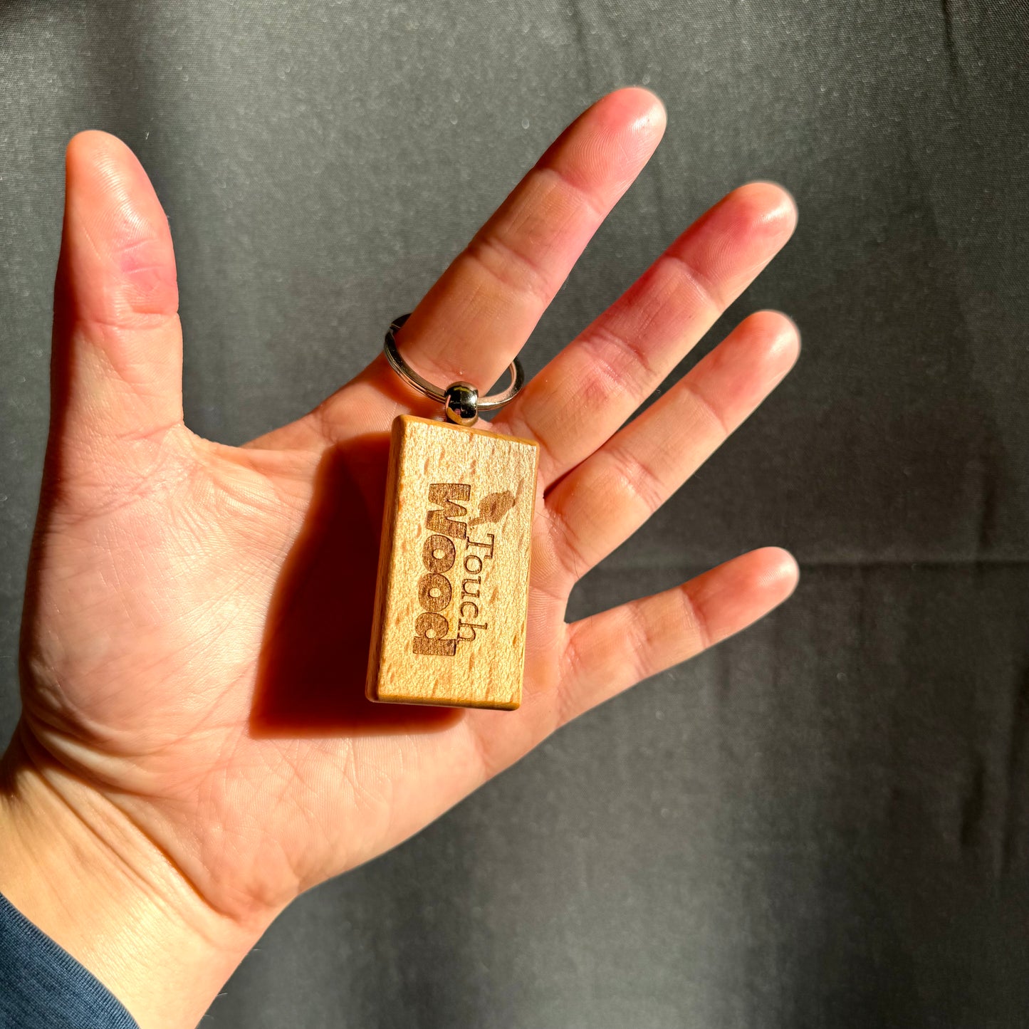Novelty Wooden Keyring – Need Luck? Touch Wood