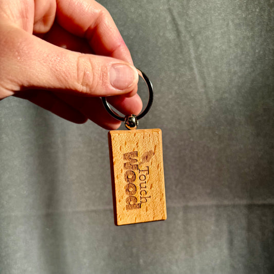 Novelty Wooden Keyring – Need Luck? Touch Wood