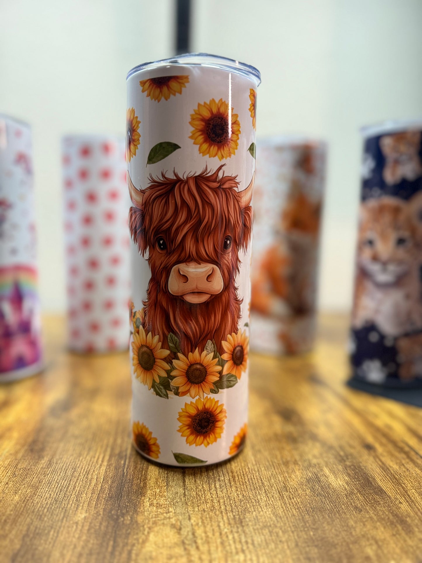 Sunflower Highland Cow Tumbler