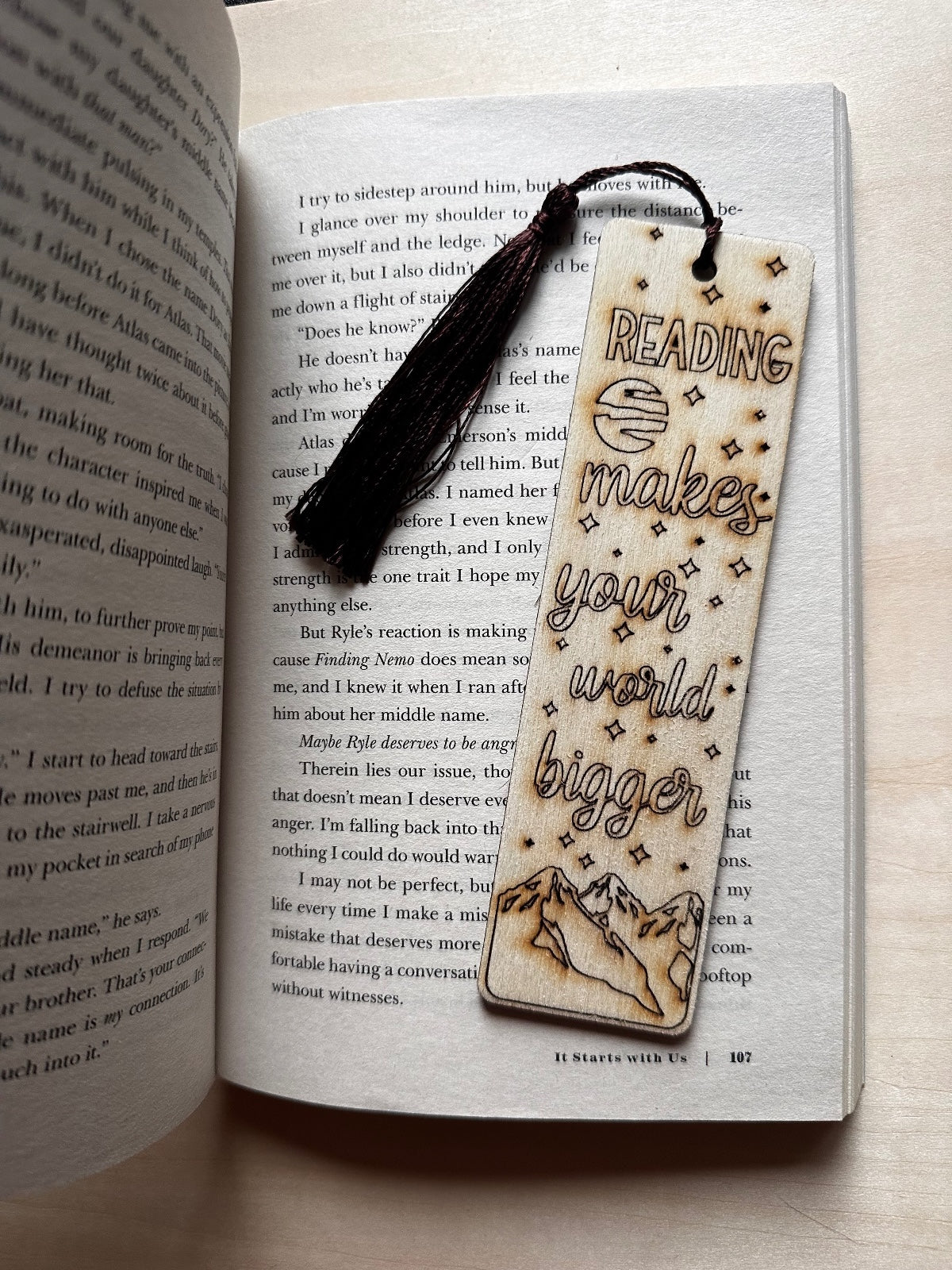 Laser engraved wooden bookmarks