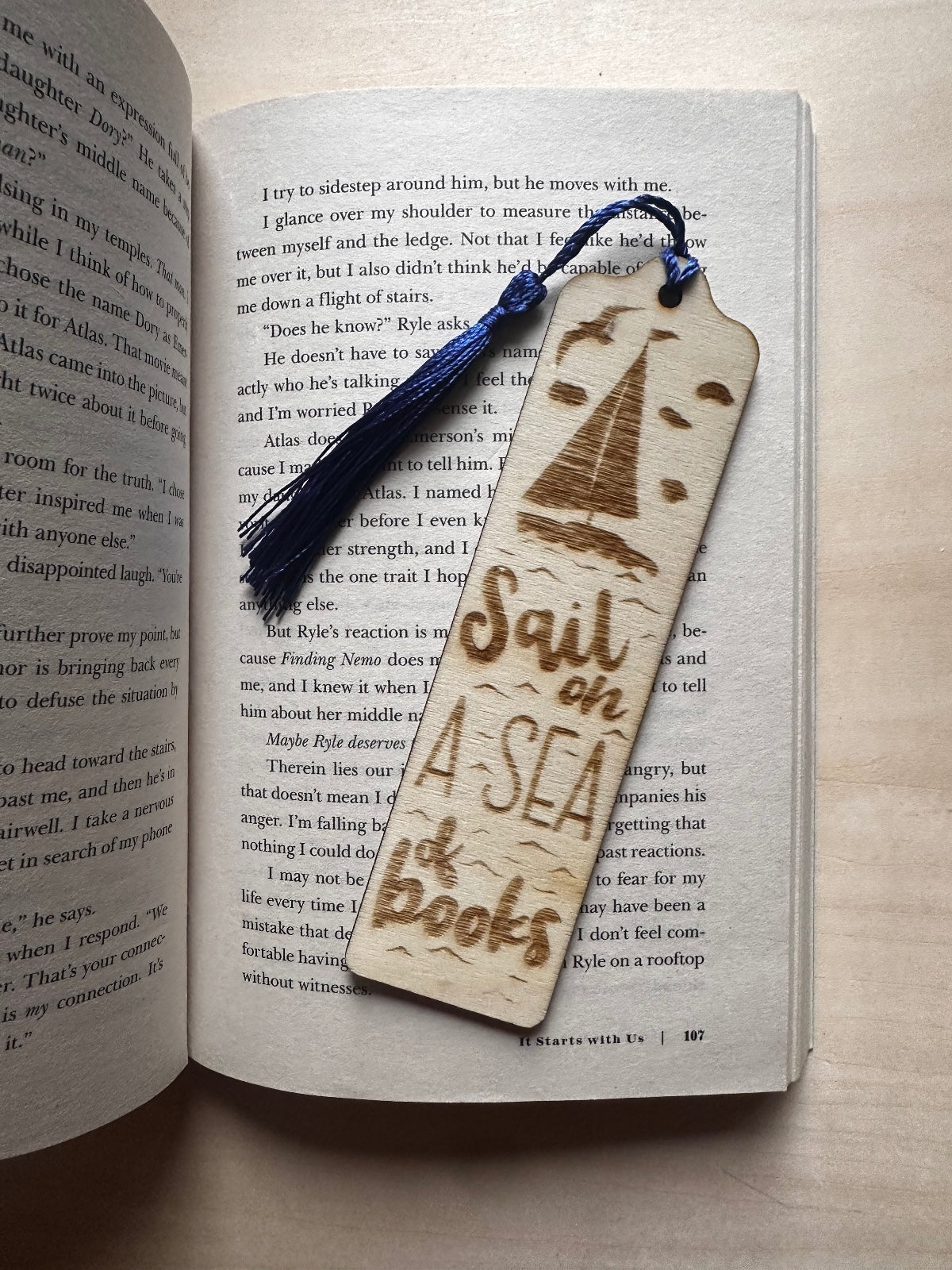 Laser engraved wooden bookmarks