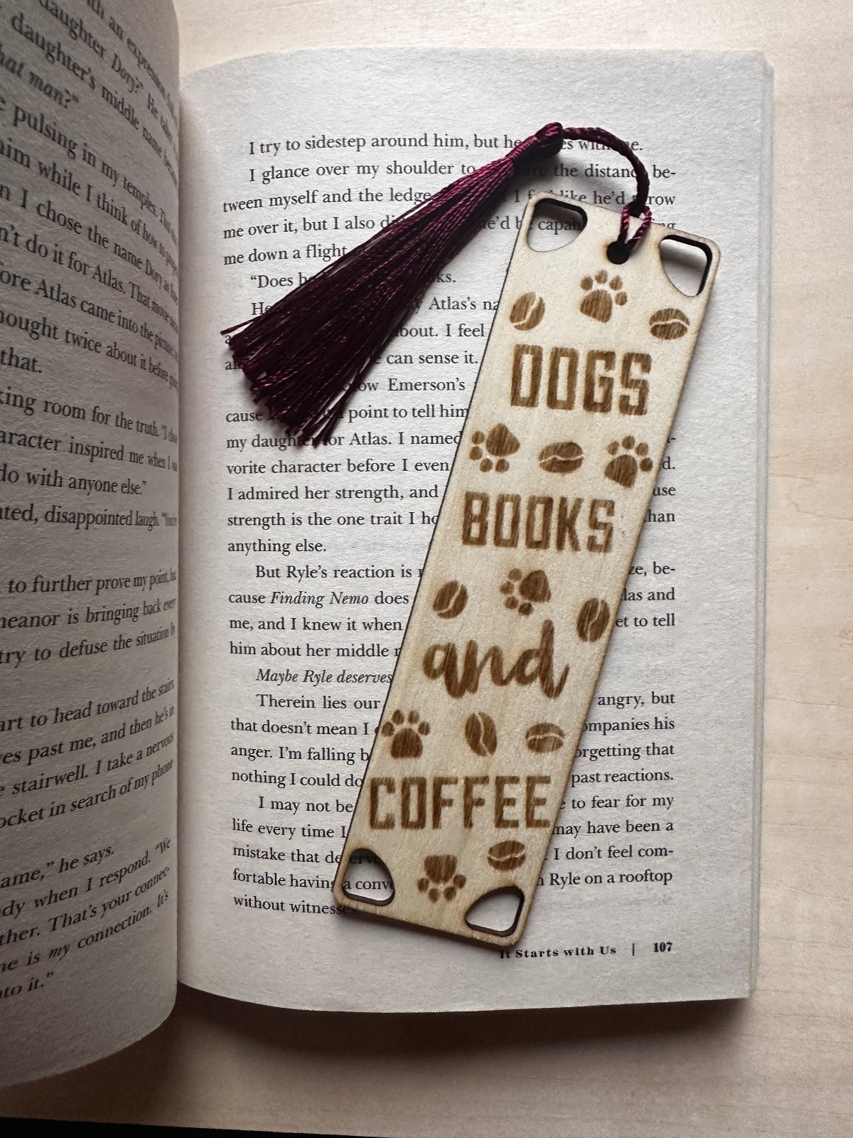 Laser engraved wooden bookmarks